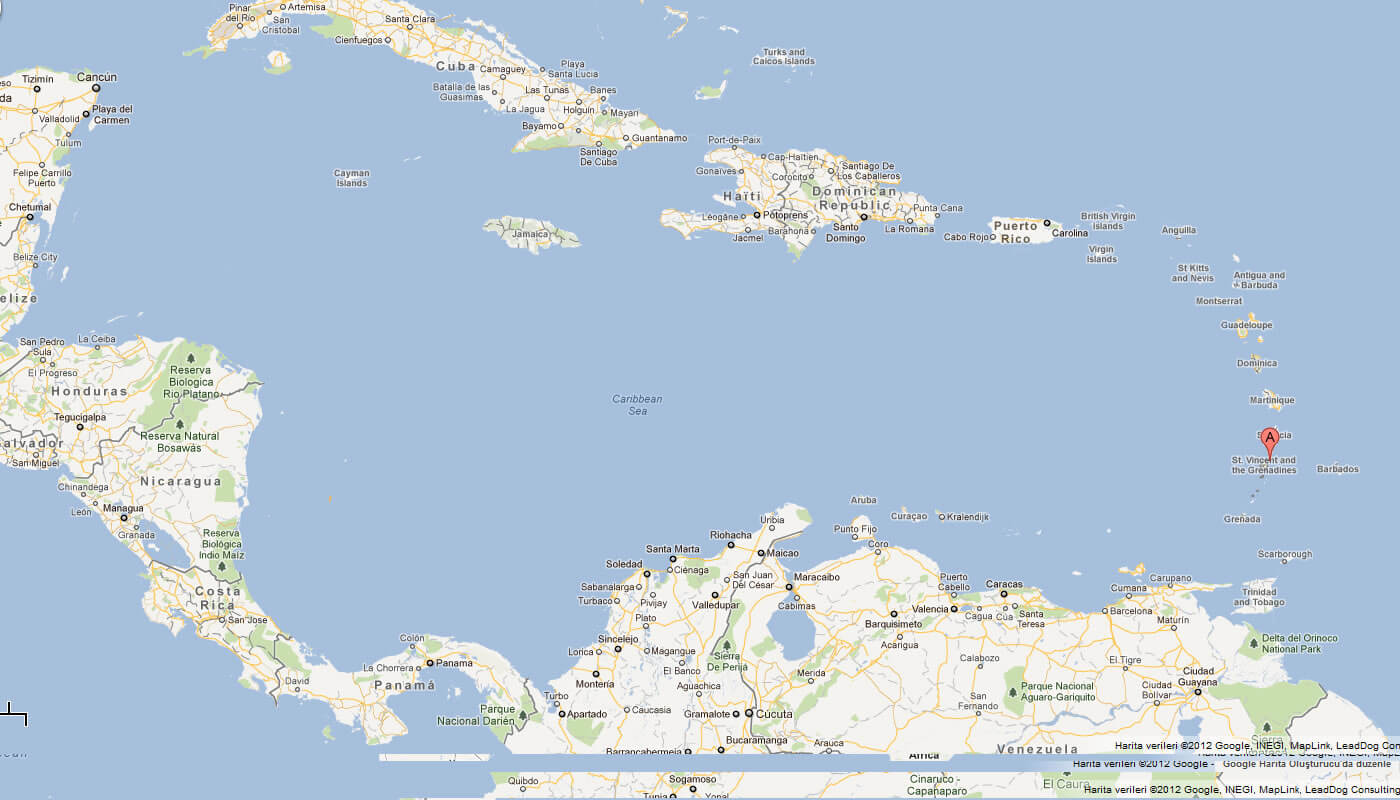 map of Saint Vincent and the Grenadines caribbean